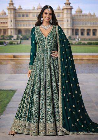 Picture of Chiffon & Silk Dark Slate Grey Readymade Gown