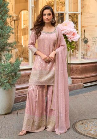 Picture of Lovely Silk Pink Straight Cut Salwar Kameez
