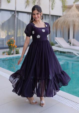 Picture of Wonderful Georgette Purple Readymade Gown