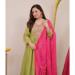 Picture of Rayon Dark Olive Green Readymade Salwar Kameez