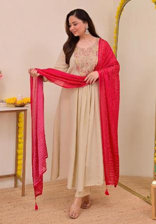 Picture of Bewitching Rayon Tan Readymade Salwar Kameez