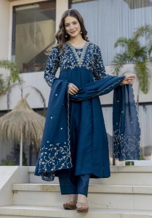 Picture of Radiant Rayon Navy Blue Readymade Salwar Kameez