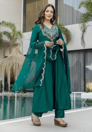 Picture of Alluring Rayon Teal Readymade Salwar Kameez