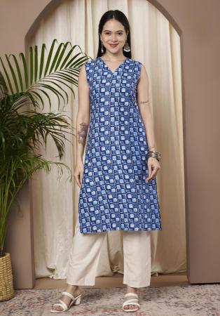 Picture of Grand Cotton Light Sea Green Kurtis & Tunic