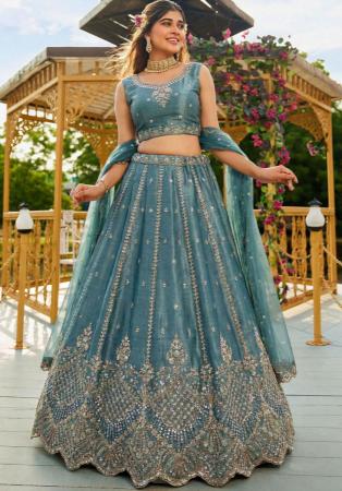 Picture of Amazing Satin Dark Slate Grey Lehenga Choli