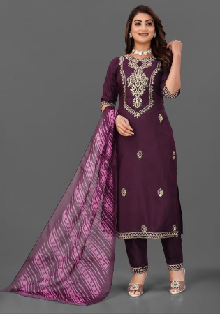 Picture of Cotton Dark Olive Green Readymade Salwar Kameez