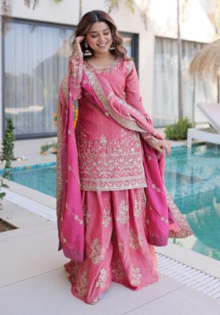 Picture of Alluring Silk Pink Readymade Salwar Kameez
