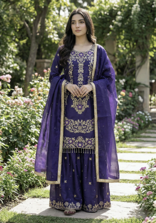 Picture of Nice Silk Purple Readymade Salwar Kameez