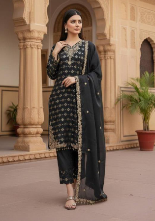 Picture of Statuesque Silk Black Readymade Salwar Kameez