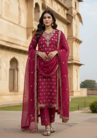 Picture of Fascinating Silk Pink Readymade Salwar Kameez