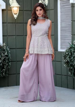 Picture of Georgette Light Slate Grey Readymade Salwar Kameez