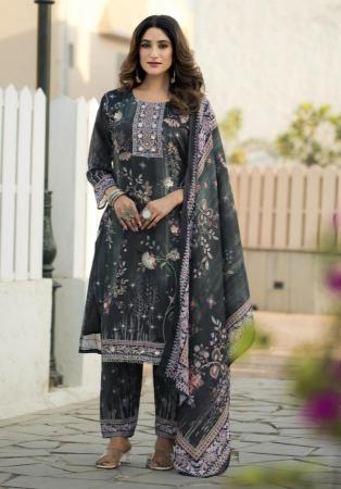 Picture of Chiffon Dark Slate Grey Readymade Salwar Kameez
