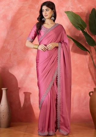 Picture of Charming Chiffon & Satin & Silk Pale Violet Red Saree
