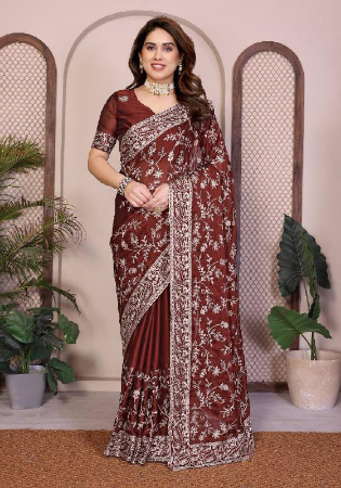 Picture of Radiant Silk Maroon Saree