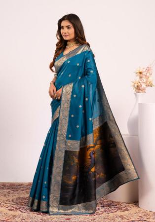 Picture of Pretty Silk Teal Saree