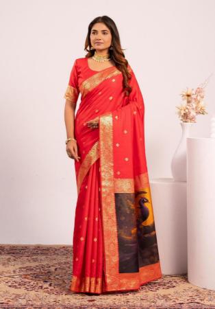 Picture of Fine Silk Tomato Saree