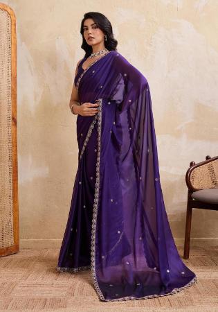 Picture of Well Formed Silk Purple Saree
