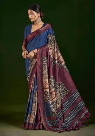 Picture of Ideal Silk Midnight Blue Saree