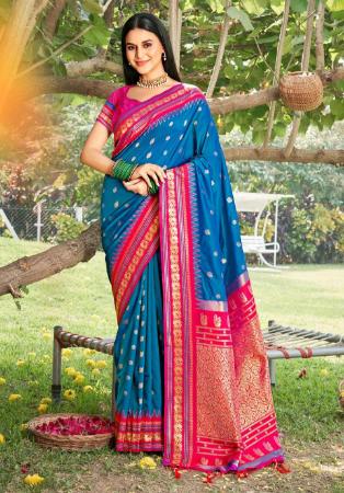 Picture of Grand Silk Navy Blue Saree