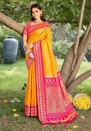 Picture of Statuesque Silk Orange Saree