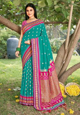 Picture of Lovely Silk Sea Green Saree