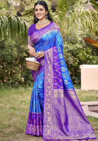 Picture of Stunning Silk Dodger Blue Saree