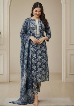 Picture of Cotton Dark Slate Grey Readymade Salwar Kameez