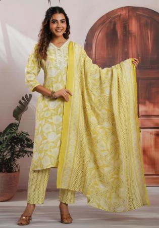 Picture of Beauteous Cotton Dark Khaki Readymade Salwar Kameez