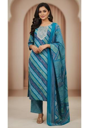 Picture of Pretty Cotton Dark Cyan Readymade Salwar Kameez