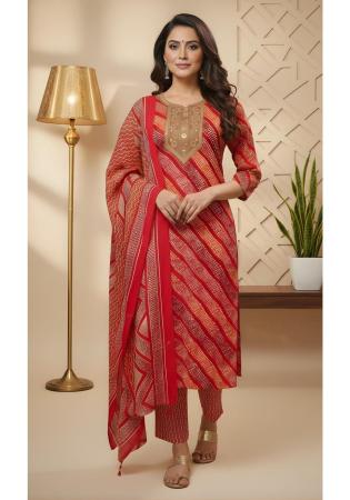 Picture of Elegant Cotton Fire Brick Readymade Salwar Kameez