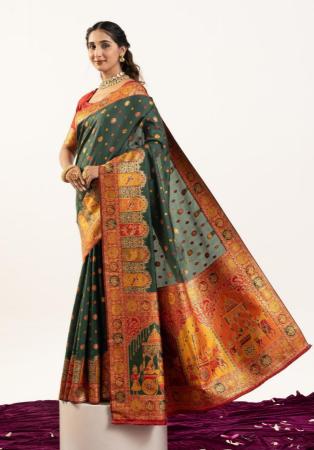 Picture of Pleasing Silk Sea Green Saree