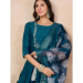 Picture of Amazing Cotton & Silk Teal Readymade Salwar Kameez