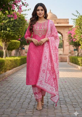 Picture of Cotton & Silk Pale Violet Red Readymade Salwar Kameez