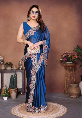 Picture of Bewitching Silk Midnight Blue Saree