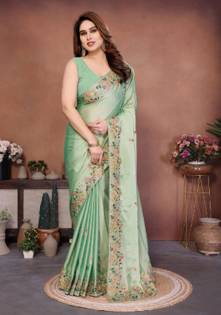Picture of Elegant Silk Dark Sea Green Saree