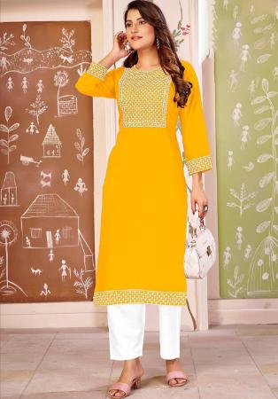 Picture of Excellent Rayon Orange Readymade Salwar Kameez