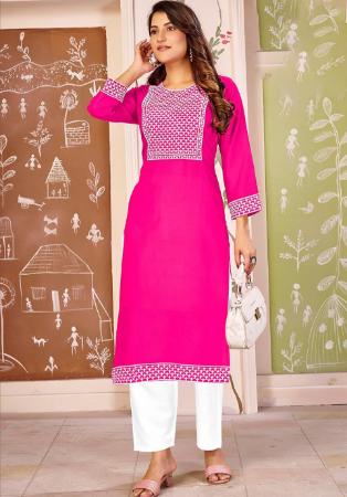 Picture of Fascinating Rayon Deep Pink Readymade Salwar Kameez