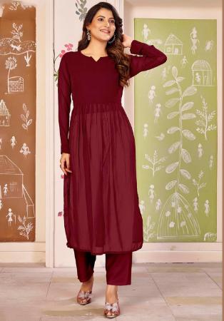 Picture of Delightful Georgette Maroon Kurtis & Tunic
