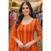 Picture of Chiffon Orange Red Straight Cut Salwar Kameez