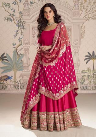 Picture of Ravishing Silk Deep Pink Anarkali Salwar Kameez
