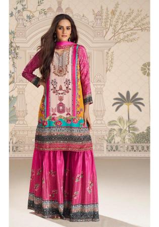 Picture of Crepe & Silk Medium Violet Red Straight Cut Salwar Kameez