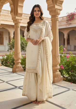 Picture of Excellent Silk Tan Readymade Salwar Kameez
