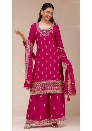 Picture of Georgette Dark Red Straight Cut Salwar Kameez