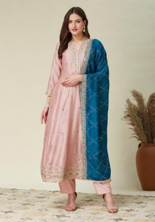 Picture of Fine Silk Tan Readymade Salwar Kameez