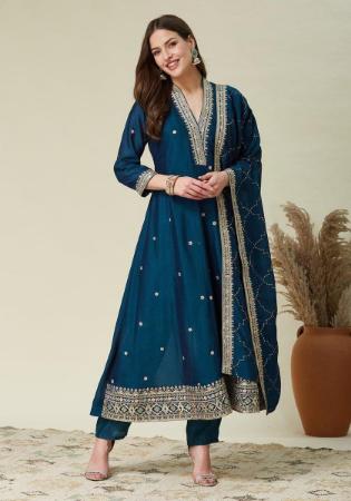 Picture of Radiant Silk Teal Readymade Salwar Kameez