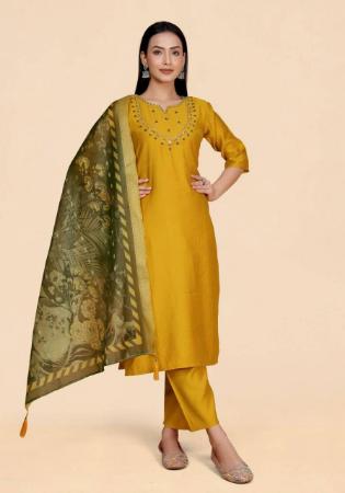Picture of Wonderful Chiffon Golden Rod Readymade Salwar Kameez