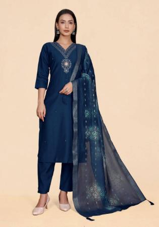 Picture of Chiffon Midnight Blue Readymade Salwar Kameez