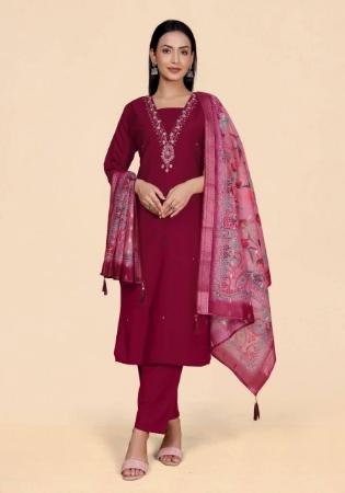Picture of Gorgeous Chiffon Maroon Readymade Salwar Kameez