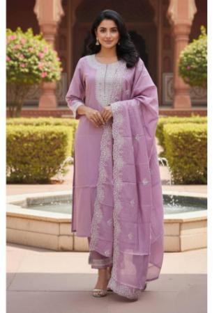 Picture of Lovely Silk Rosy Brown Readymade Salwar Kameez