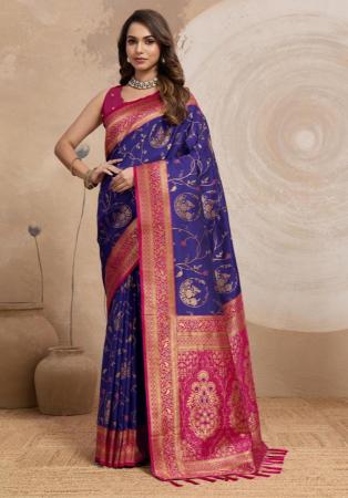 Picture of Fine Silk Dark Slate Blue Saree